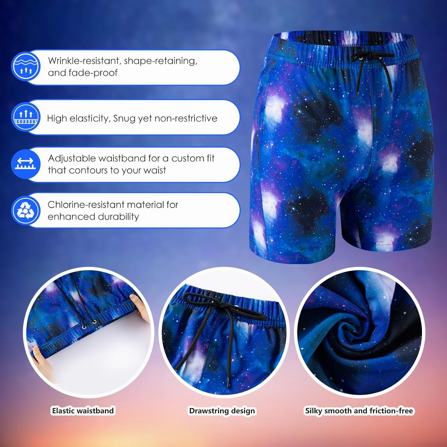 Boys Swim Trunks, Bathing Suit with Compression Liner, UPF 50 , Beach Shorts for 5-16 Years