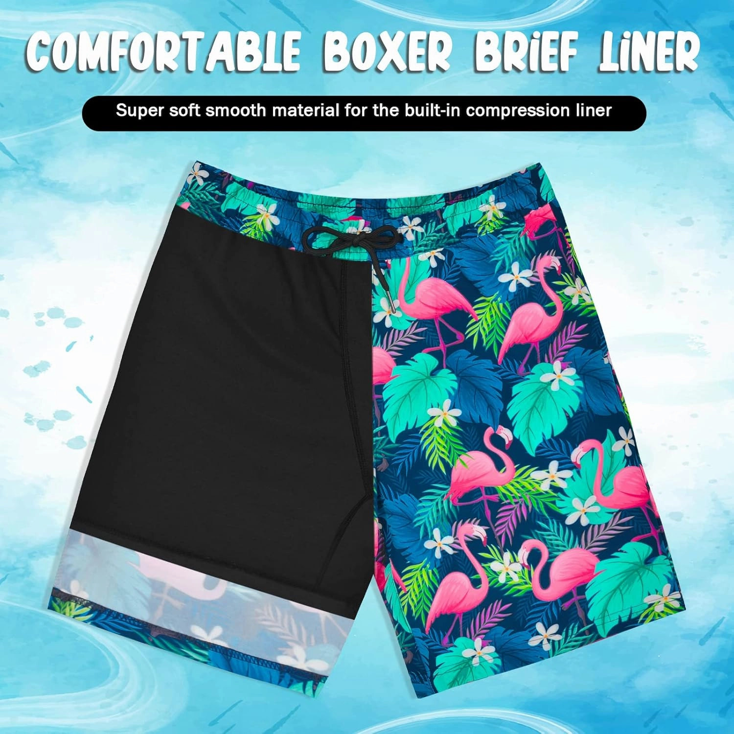 Boys Swim Trunks Bathing Suit Youth Teen Boys Swimming Trunks with Compression Liner Kids Swimsuit Board Shorts 7-16