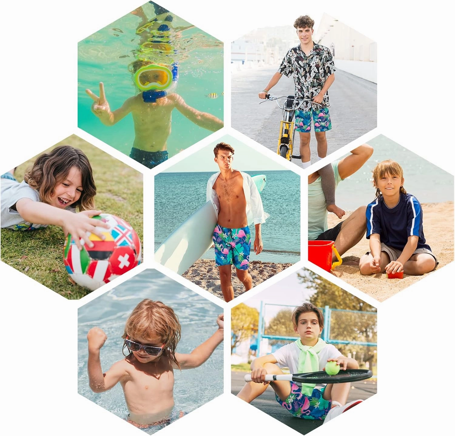 Boys Swim Trunks Bathing Suit Youth Teen Boys Swimming Trunks with Compression Liner Kids Swimsuit Board Shorts 7-16