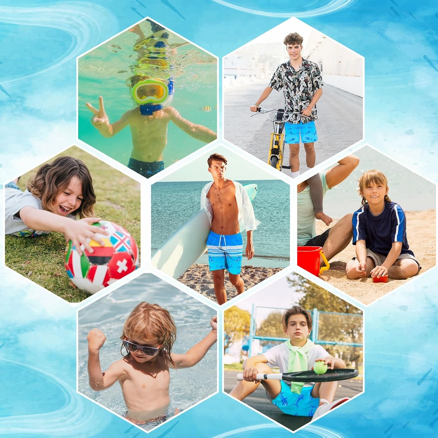 Boys Swim Trunks Bathing Suit Youth Teen Boys Swimming Trunks with Compression Liner Kids Swimsuit Board Shorts 7-16