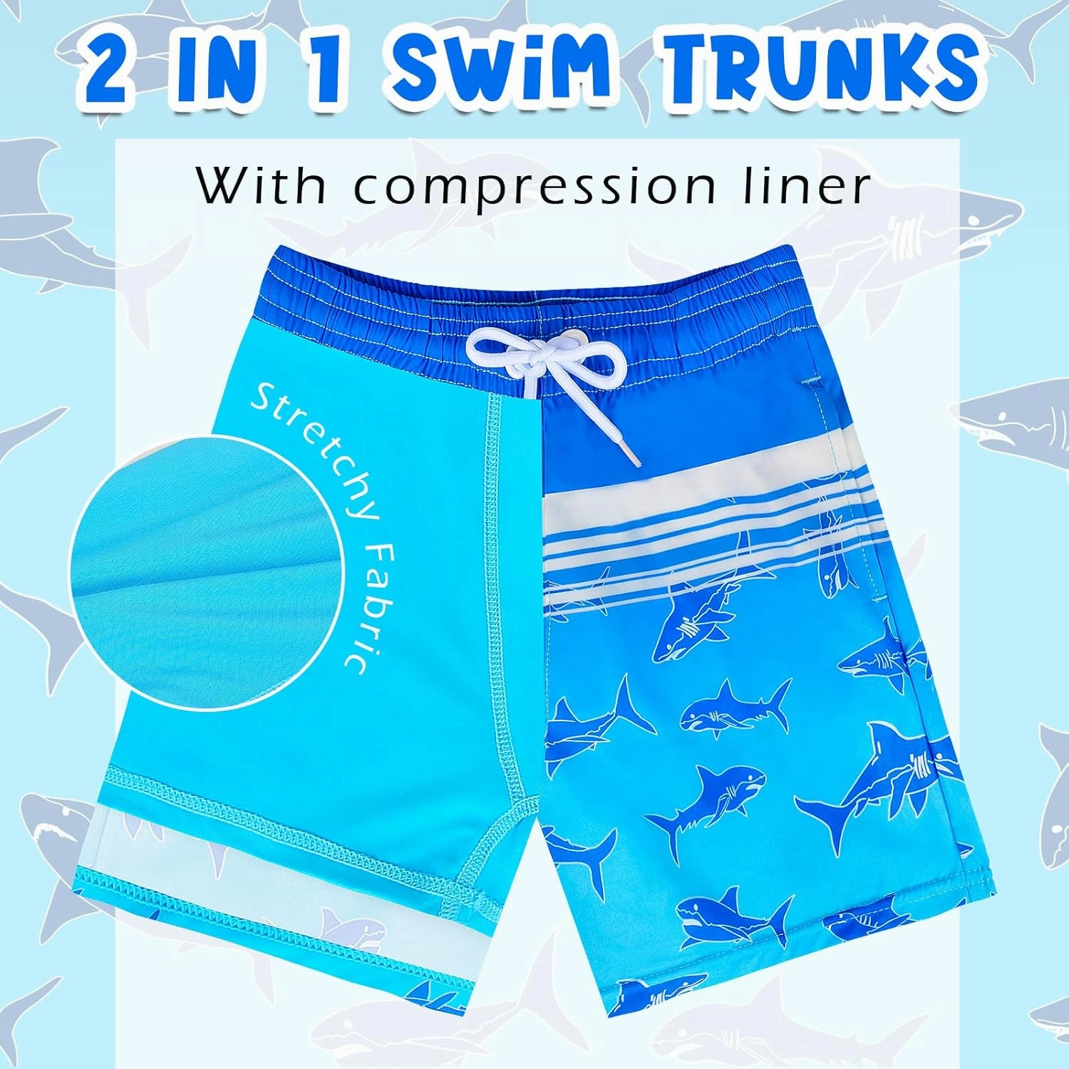 Boys Swim Trunks Bathing Suit Youth Teen Boys Swimming Trunks with Compression Liner Kids Swimsuit Board Shorts 7-16