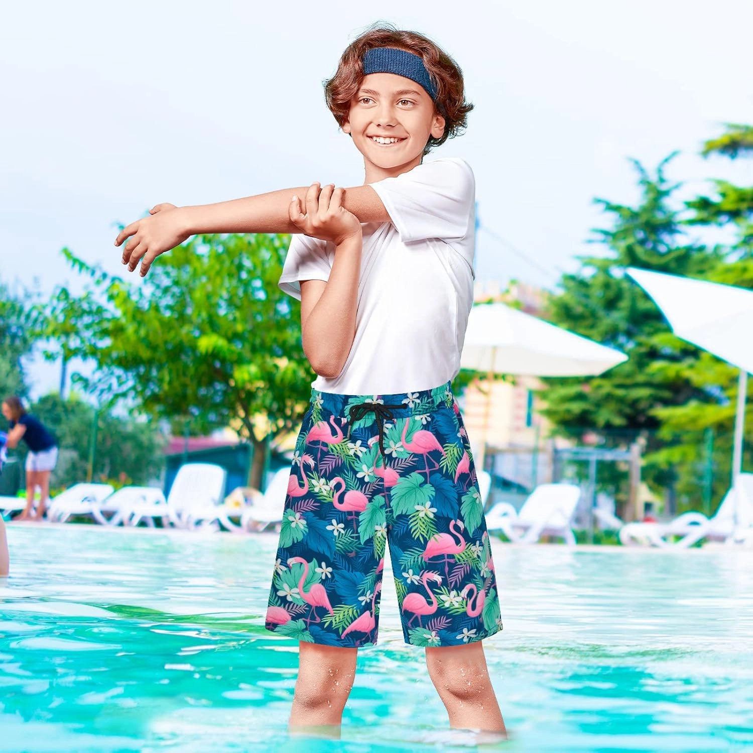 Boys Swim Trunks Bathing Suit Youth Teen Boys Swimming Trunks with Compression Liner Kids Swimsuit Board Shorts 7-16