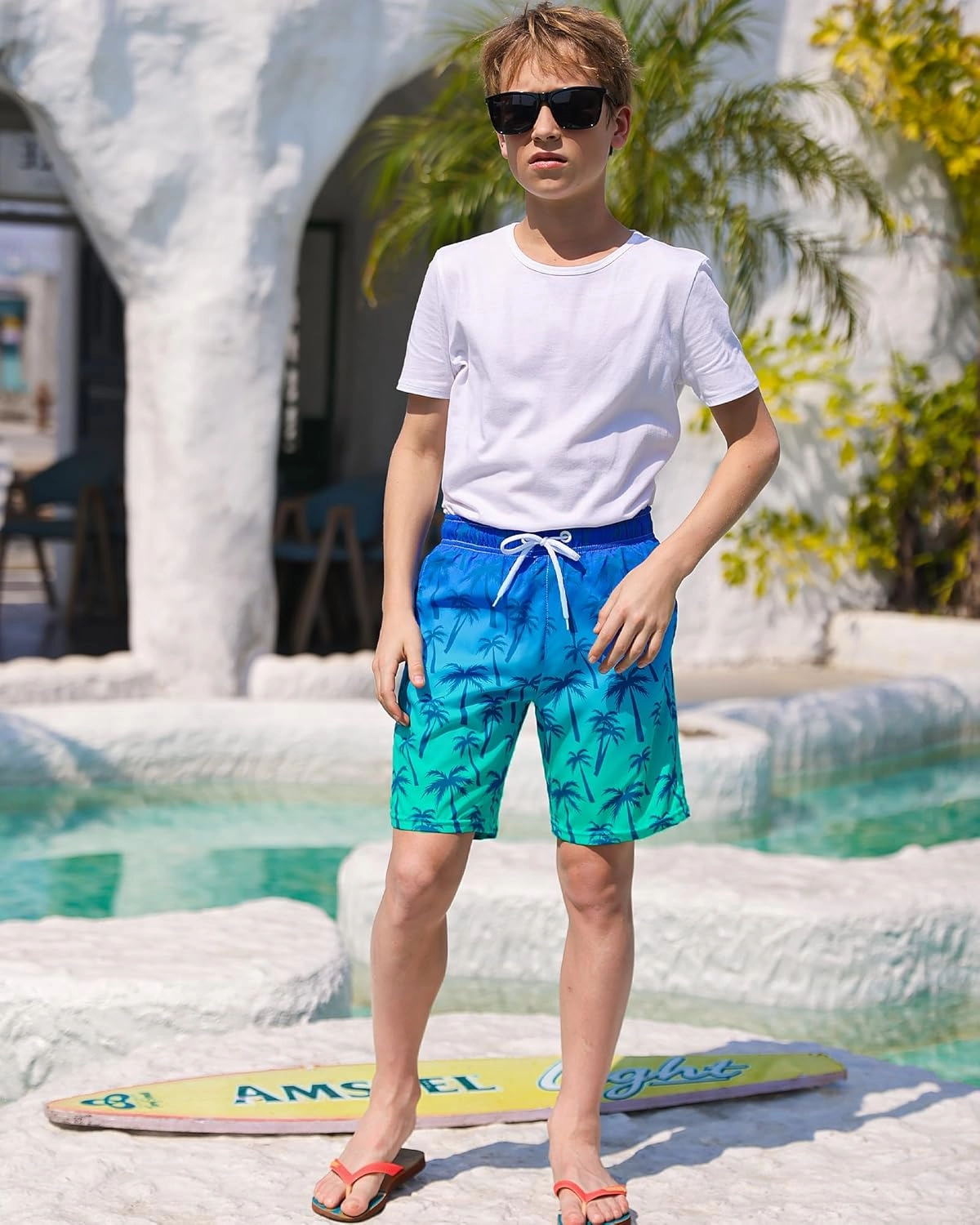 Boys Swim Trunks Bathing Suit Youth Teen Boys Swimming Trunks with Compression Liner Kids Swimsuit Board Shorts 7-16