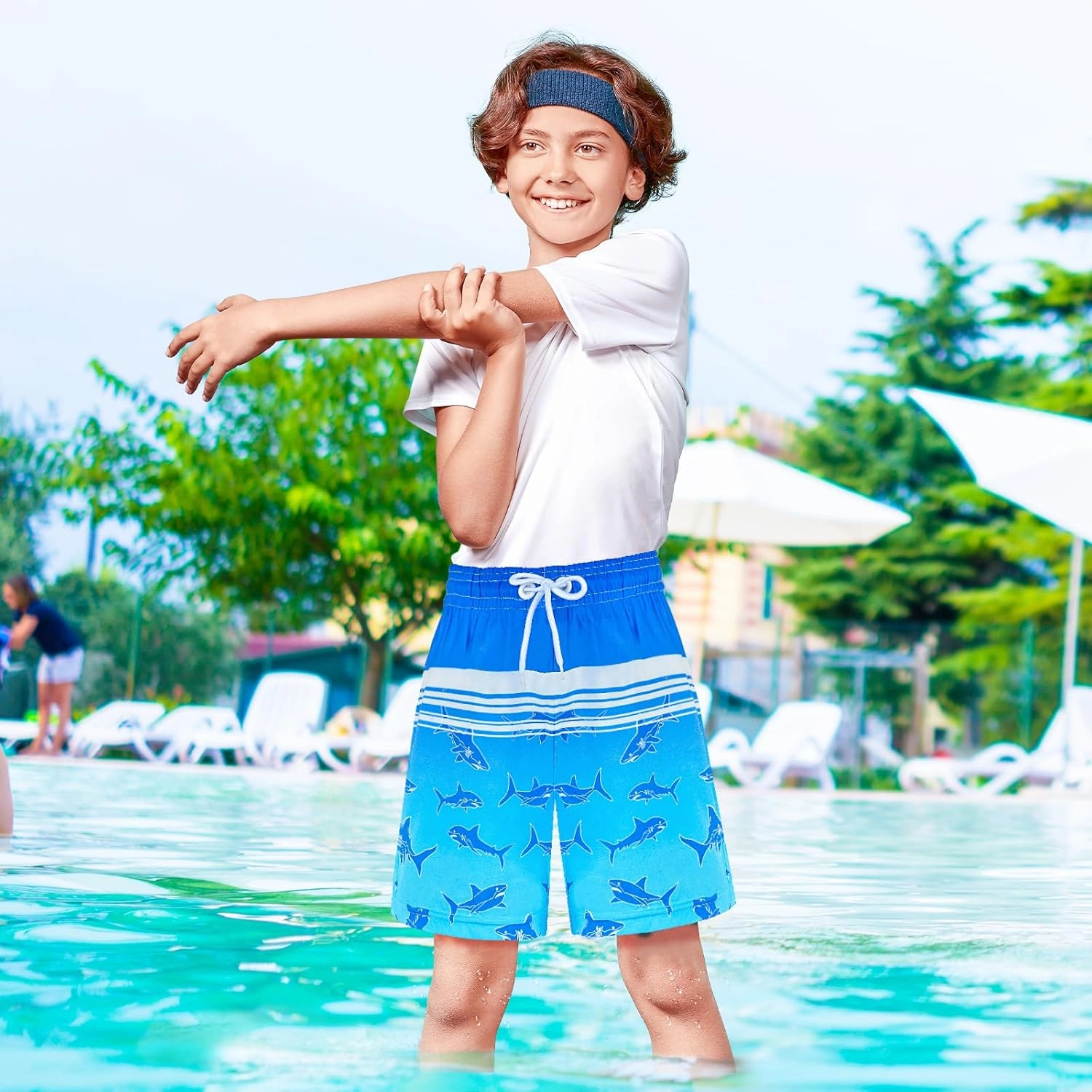 Boys Swim Trunks Bathing Suit Youth Teen Boys Swimming Trunks with Compression Liner Kids Swimsuit Board Shorts 7-16