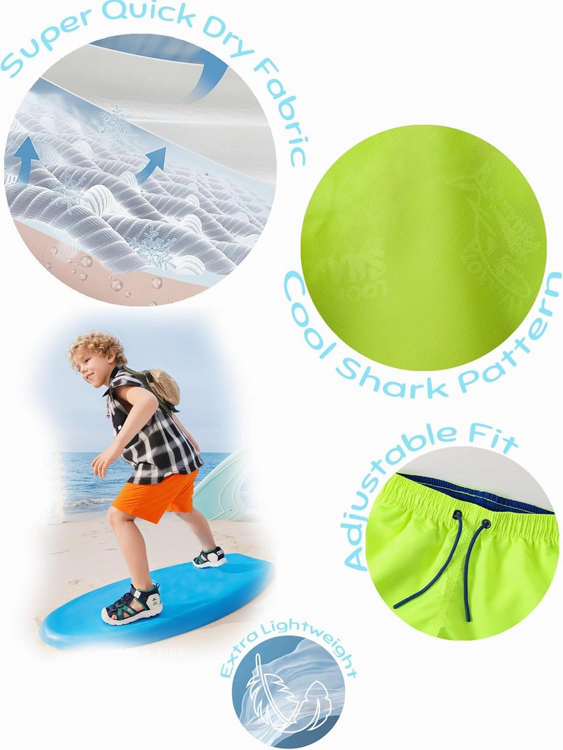 Boys Swim Trunks Boys' Fun Beach Board Shorts 5-14 Years