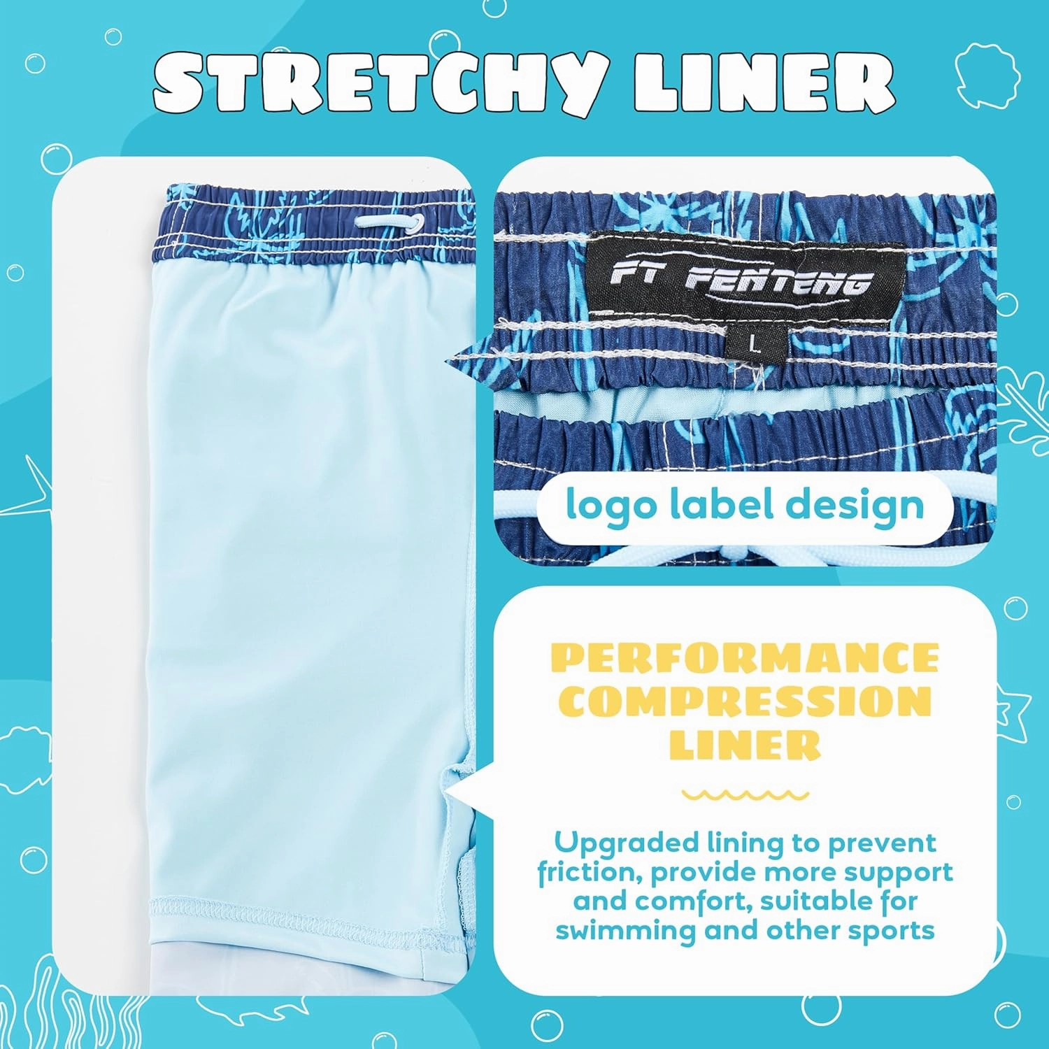 Boys Swim Trunks Compression Liner Swim Shorts Quick Dry Bathing Suit with Boxer Brief Anti-Chafe Boy Swimwear