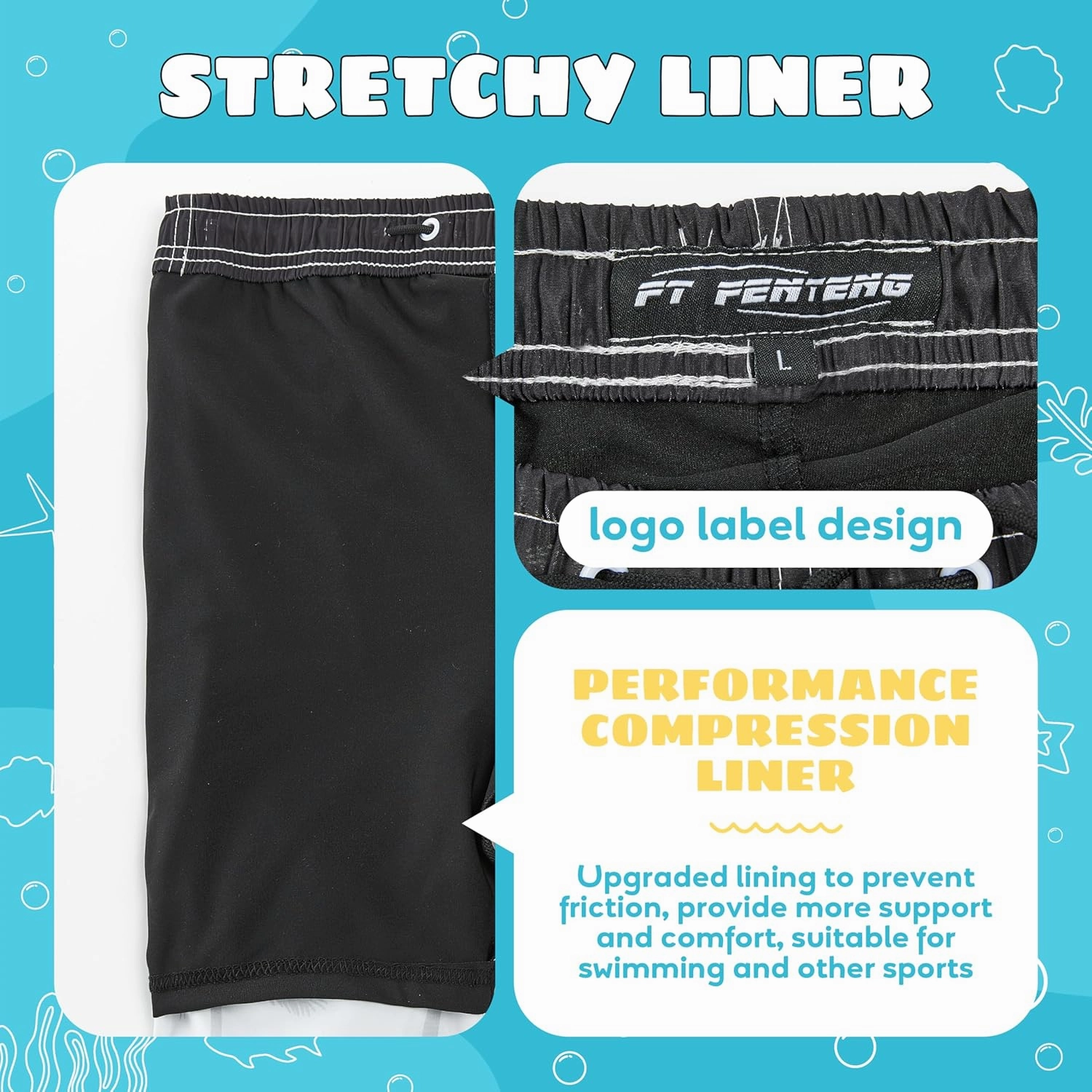 Boys Swim Trunks Compression Liner Swim Shorts Quick Dry Bathing Suit with Boxer Brief Anti-Chafe Boy Swimwear