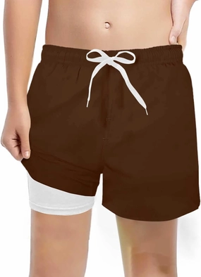 Boys Swim Trunks for 5-16 Years Compression Liner No Chafe Swimsuit Shorts Drawstring Swimwear Bathing Suit Shorts