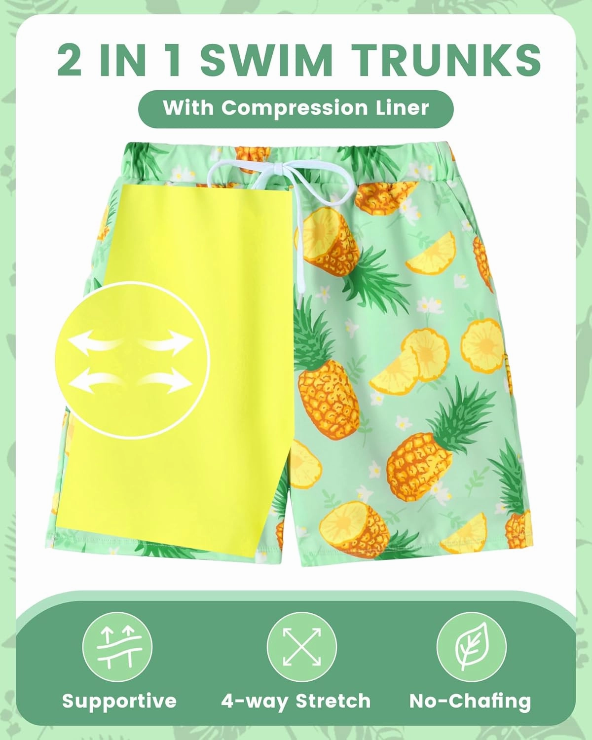Boys Swim Trunks Quick Dry Compression Liner Swimsuit Shorts Kids Bathing Suit with Pocket UPF 50  Swimwear 5-10 Years