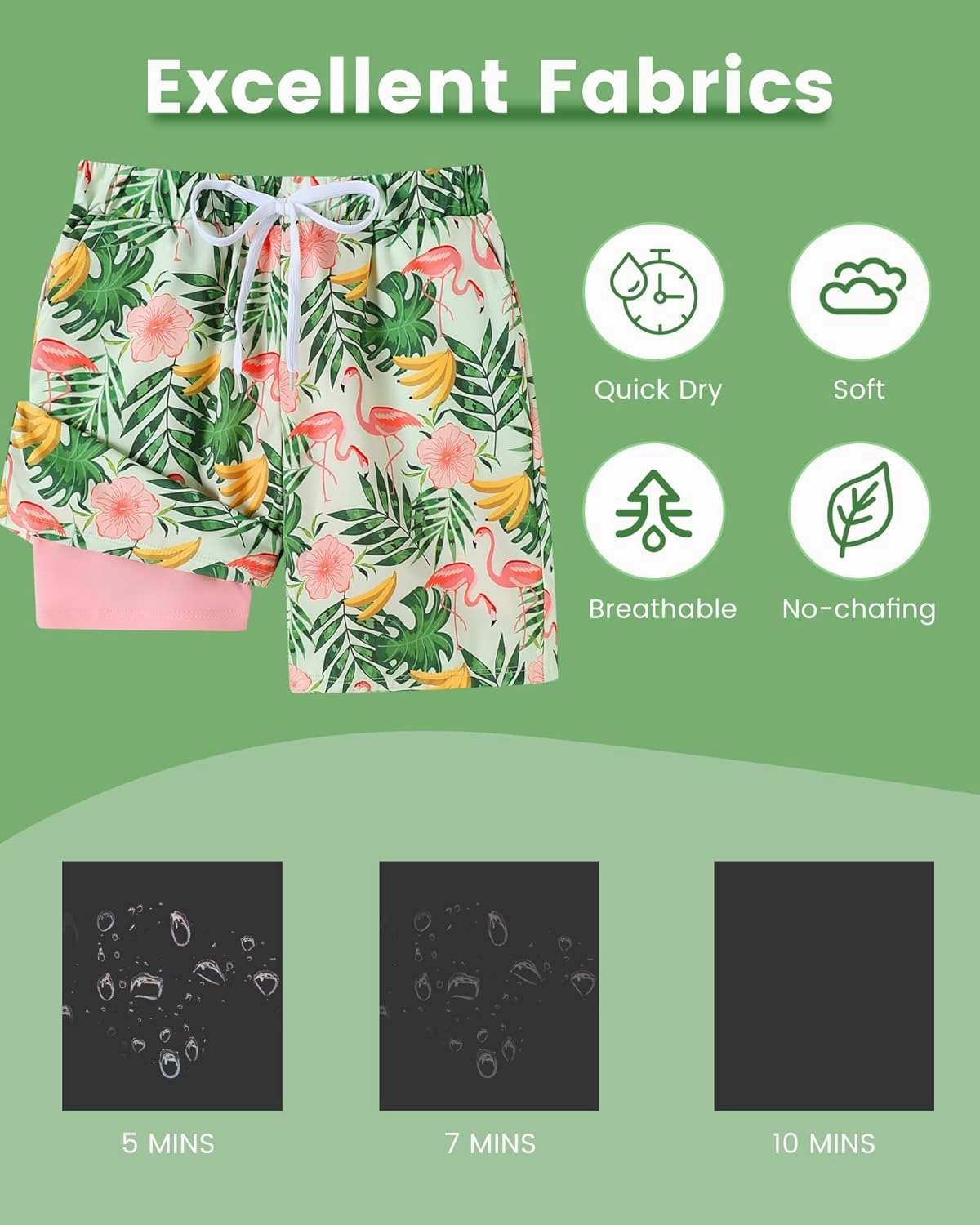 Boys Swim Trunks Quick Dry Compression Liner Swimsuit Shorts Kids Bathing Suit with Pocket UPF 50  Swimwear 5-10 Years
