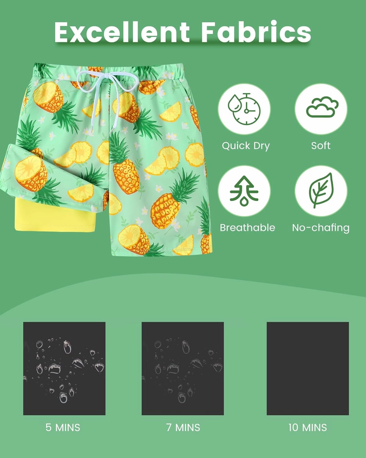 Boys Swim Trunks Quick Dry Compression Liner Swimsuit Shorts Kids Bathing Suit with Pocket UPF 50  Swimwear 5-10 Years