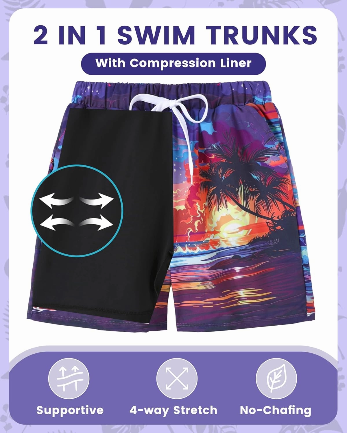Boys Swim Trunks Quick Dry Compression Liner Swimsuit Shorts Kids Bathing Suit with Pocket UPF 50  Swimwear 5-10 Years