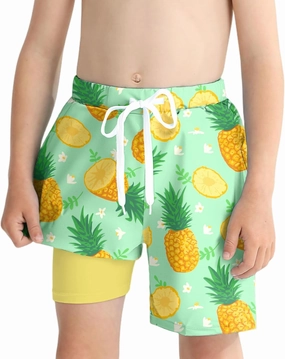 Boys Swim Trunks Quick Dry Compression Liner Swimsuit Shorts Kids Bathing Suit with Pocket UPF 50  Swimwear 5-10 Years
