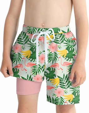 Boys Swim Trunks Quick Dry Compression Liner Swimsuit Shorts Kids Bathing Suit with Pocket UPF 50  Swimwear 5-10 Years
