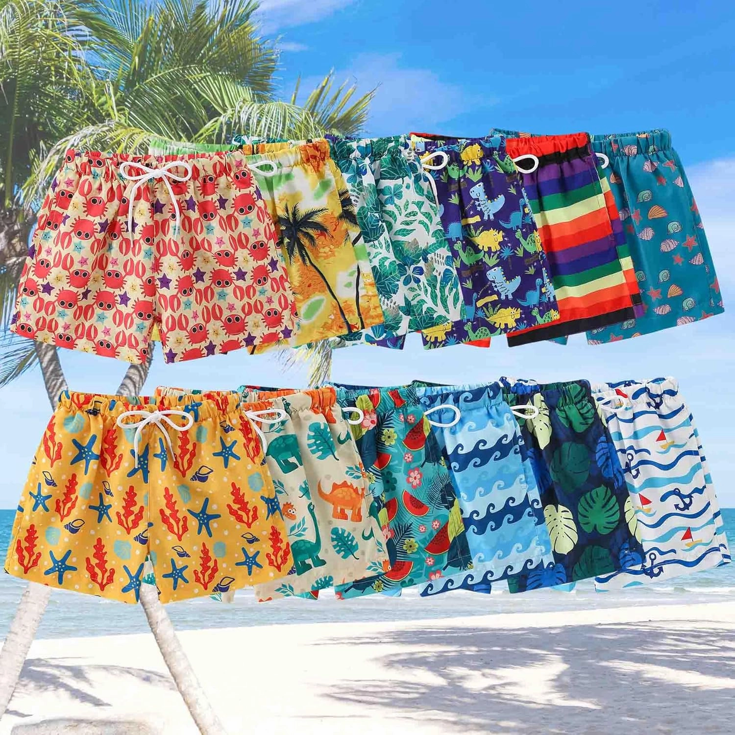 Boys Swim Trunks Quick Dry Swim Board Shorts Toddler Beach Lightweight Swimsuit Bottom for Kids 2-8Y