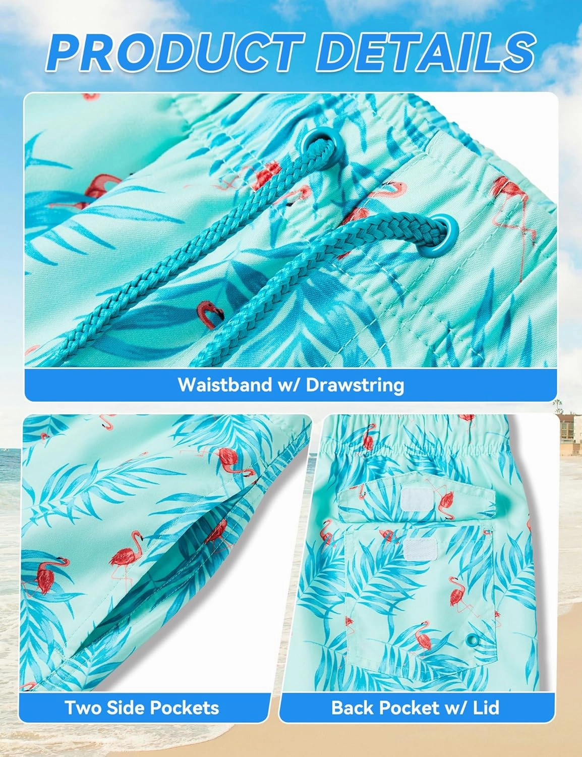 Boys Swim Trunks Quick-Dry w/Ultra Soft Jersey Lining Premium Eco Material UPF 50 
