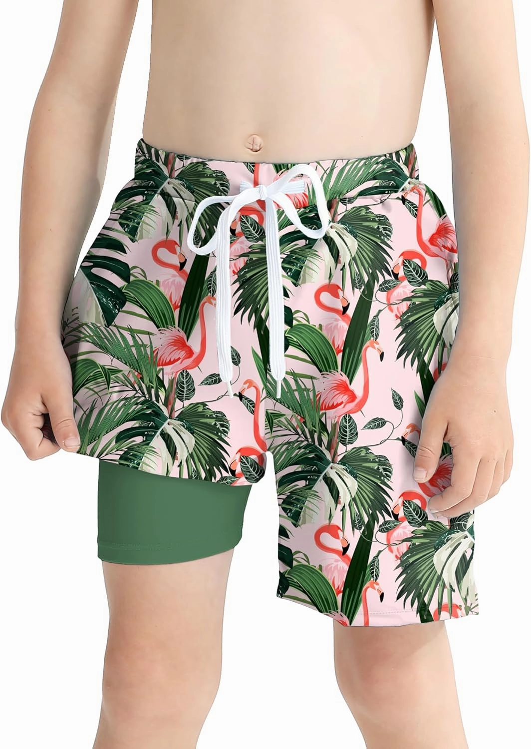 Boys Swim Trunks with Compression Liner Boy Stretch Quick Dry Swim Shorts Kids UPF 50  Beach Swimsuit 5-10 Years