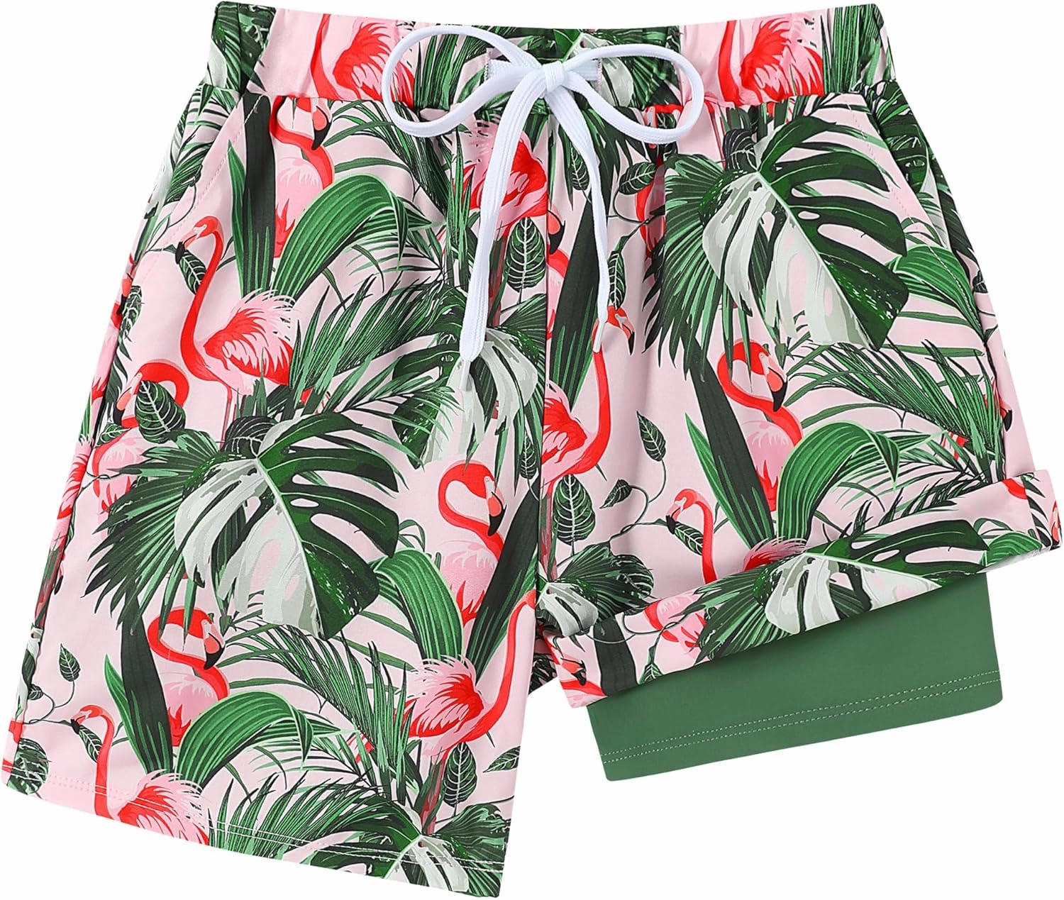 Boys Swim Trunks with Compression Liner Boy Stretch Quick Dry Swim Shorts Kids UPF 50  Beach Swimsuit 5-10 Years