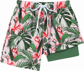 Boys Swim Trunks with Compression Liner Boy Stretch Quick Dry Swim Shorts Kids UPF 50  Beach Swimsuit 5-10 Years