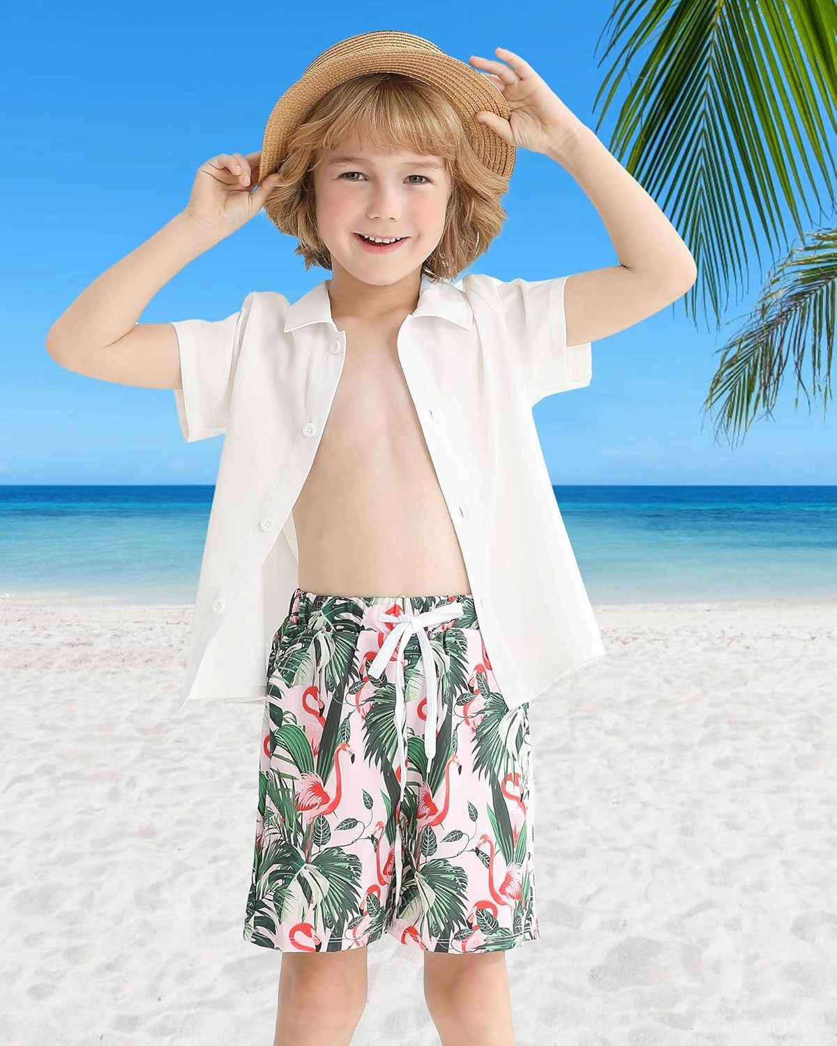 Boys Swim Trunks with Compression Liner Boy Stretch Quick Dry Swim Shorts Kids UPF 50  Beach Swimsuit 5-10 Years
