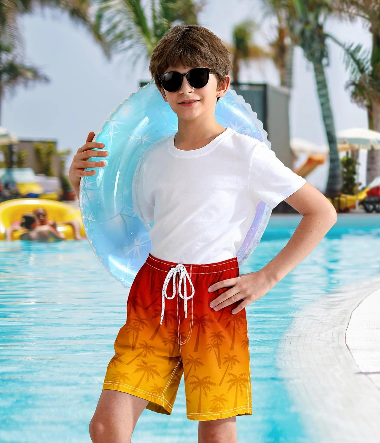 Boys Swim Trunks with Compression Liner Boys Quick Dry 2 in 1 Swim Shorts Summer Beach Shorts
