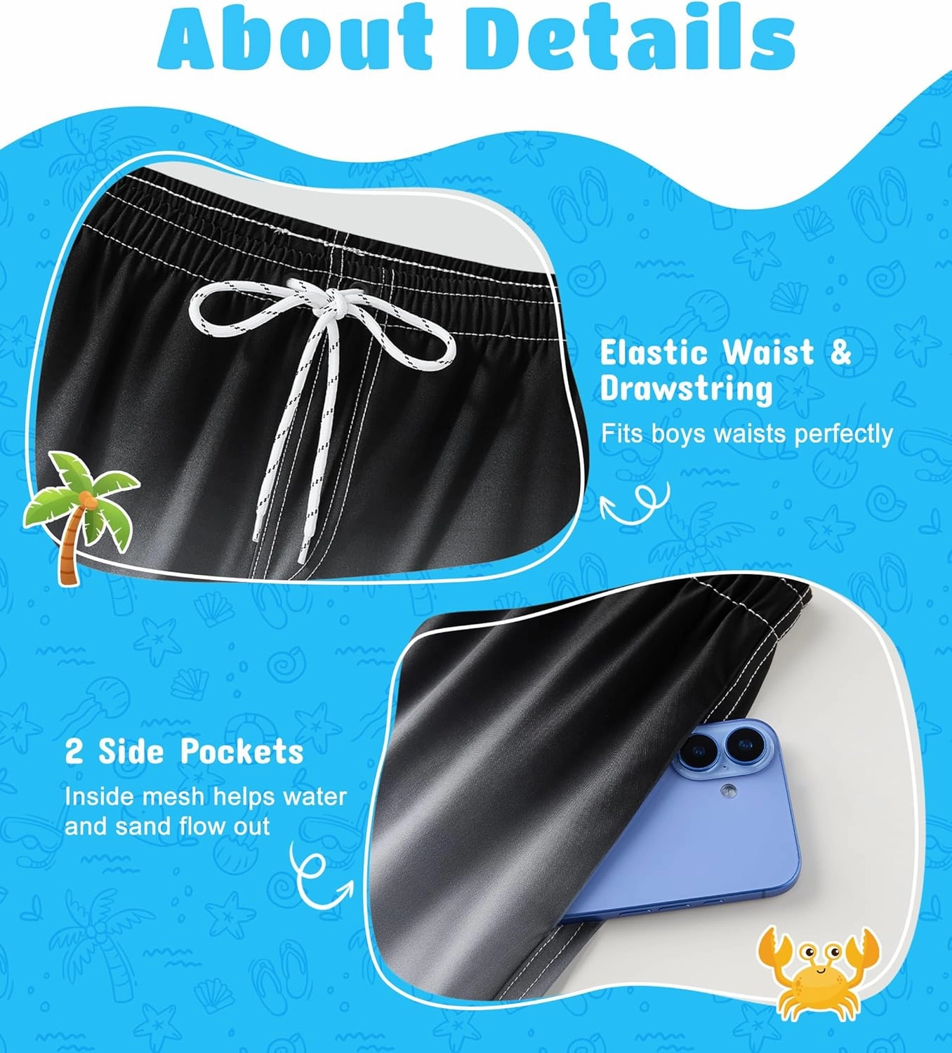 Boys Swim Trunks with Compression Liner Boys Quick Dry 2 in 1 Swim Shorts Summer Beach Shorts