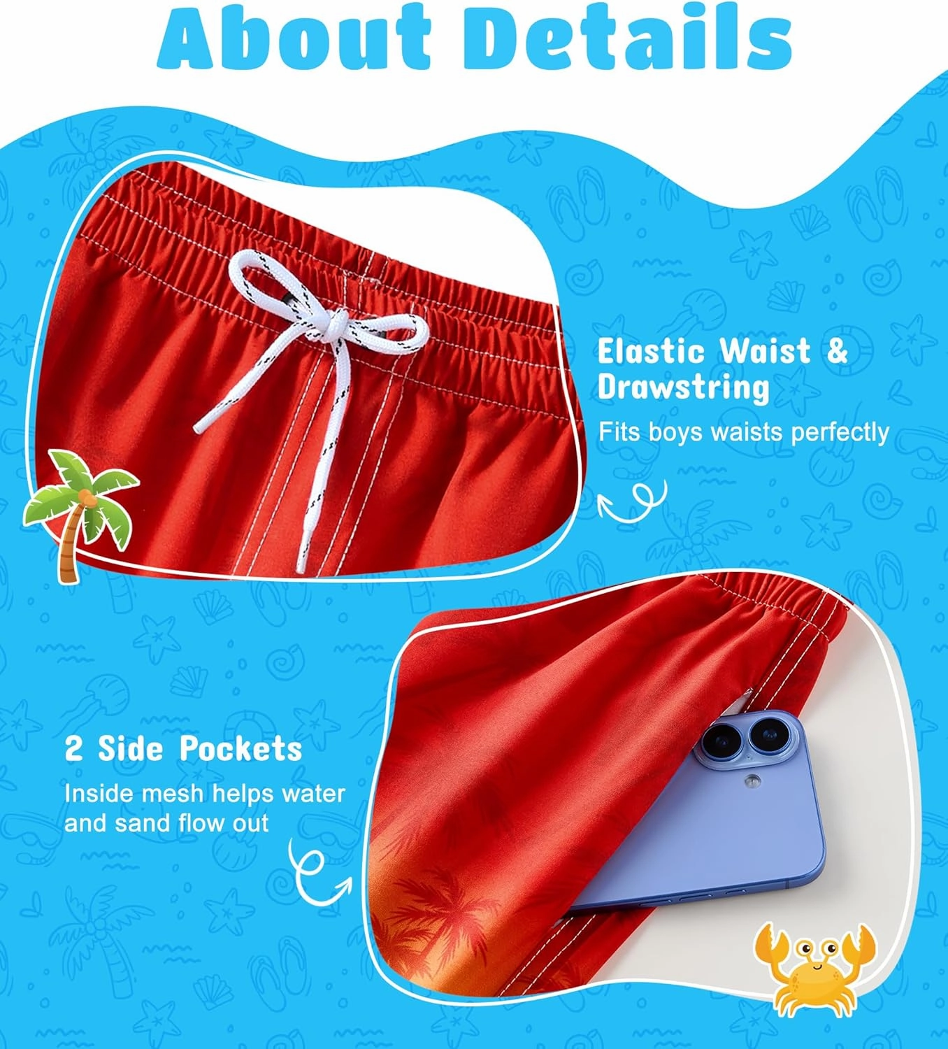 Boys Swim Trunks with Compression Liner Boys Quick Dry 2 in 1 Swim Shorts Summer Beach Shorts