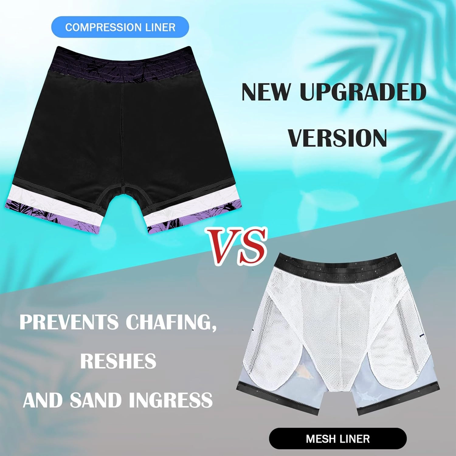 Boys Swim Trunks with Compression Liner Boys Stretch Swim Shorts Quick Dry 2 in 1 Beach Shorts 4-17 Y