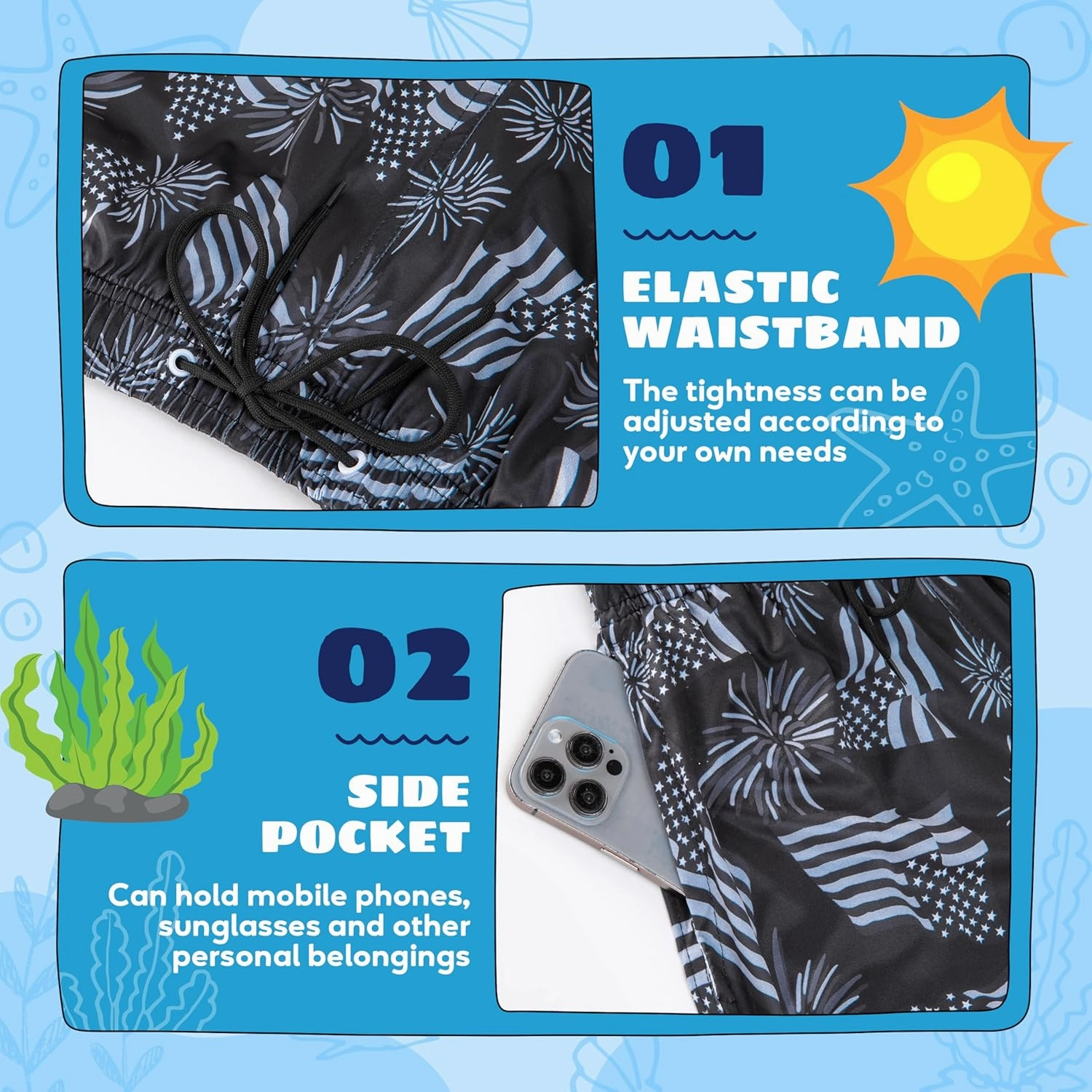 Boys Swim Trunks with Compression Liner Boys Stretch Swim Shorts Quick Dry 2 in 1 Beach Shorts 4-17 Y