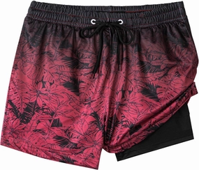 Boys Swim Trunks with Compression Liner Boys Stretch Swim Shorts Quick Dry 2 in 1 Beach Shorts 4-17 Y
