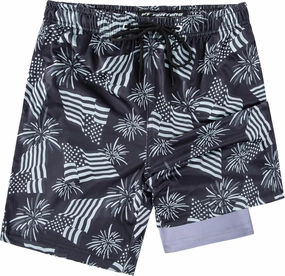 Boys Swim Trunks with Compression Liner Boys Stretch Swim Shorts Quick Dry 2 in 1 Beach Shorts 4-17 Y