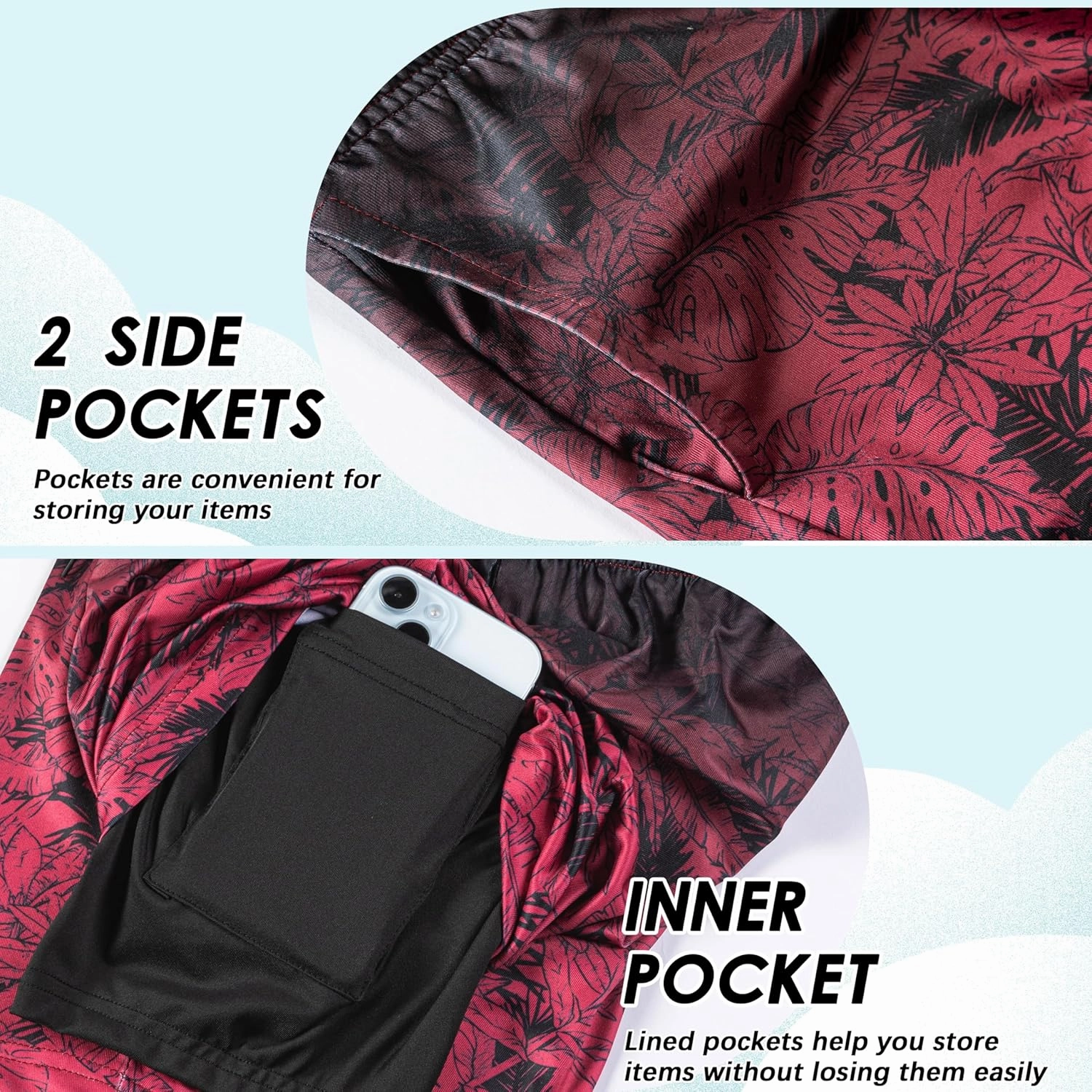 Boys Swim Trunks with Compression Liner Boys Stretch Swim Shorts Quick Dry 2 in 1 Beach Shorts 4-17 Y