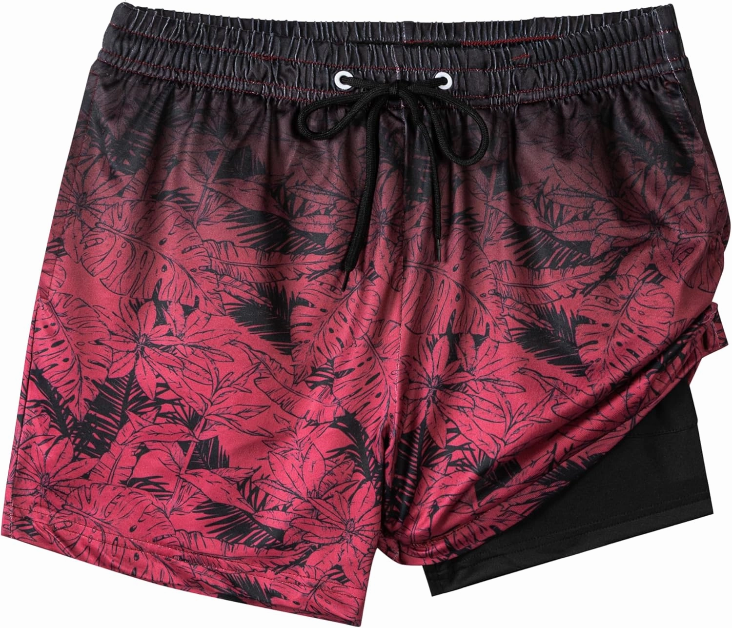Boys Swim Trunks with Compression Liner Boys Stretch Swim Shorts Quick Dry 2 in 1 Beach Shorts 4-17 Y