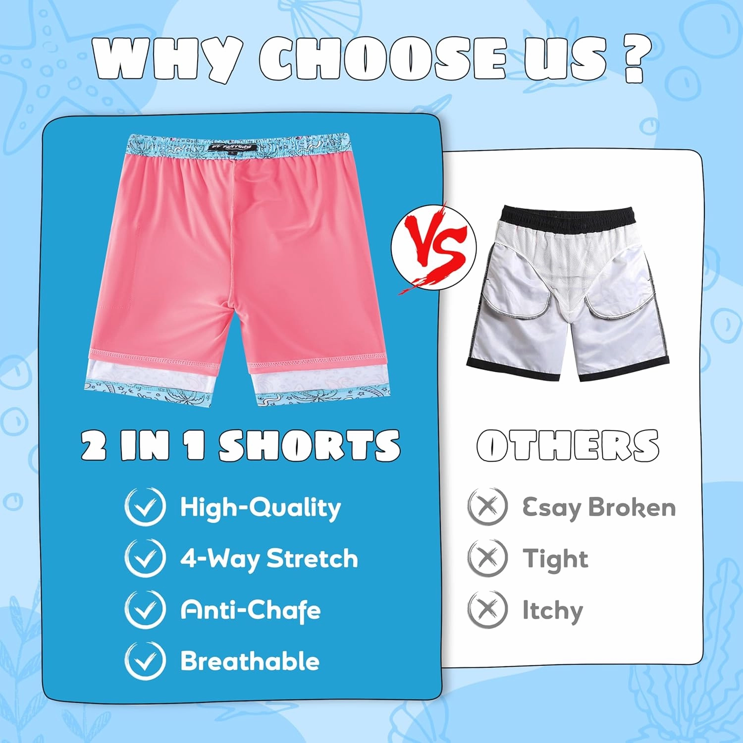 Boys Swim Trunks with Compression Liner Boys Stretch Swim Shorts Quick Dry 2 in 1 Beach Shorts 4-17 Y