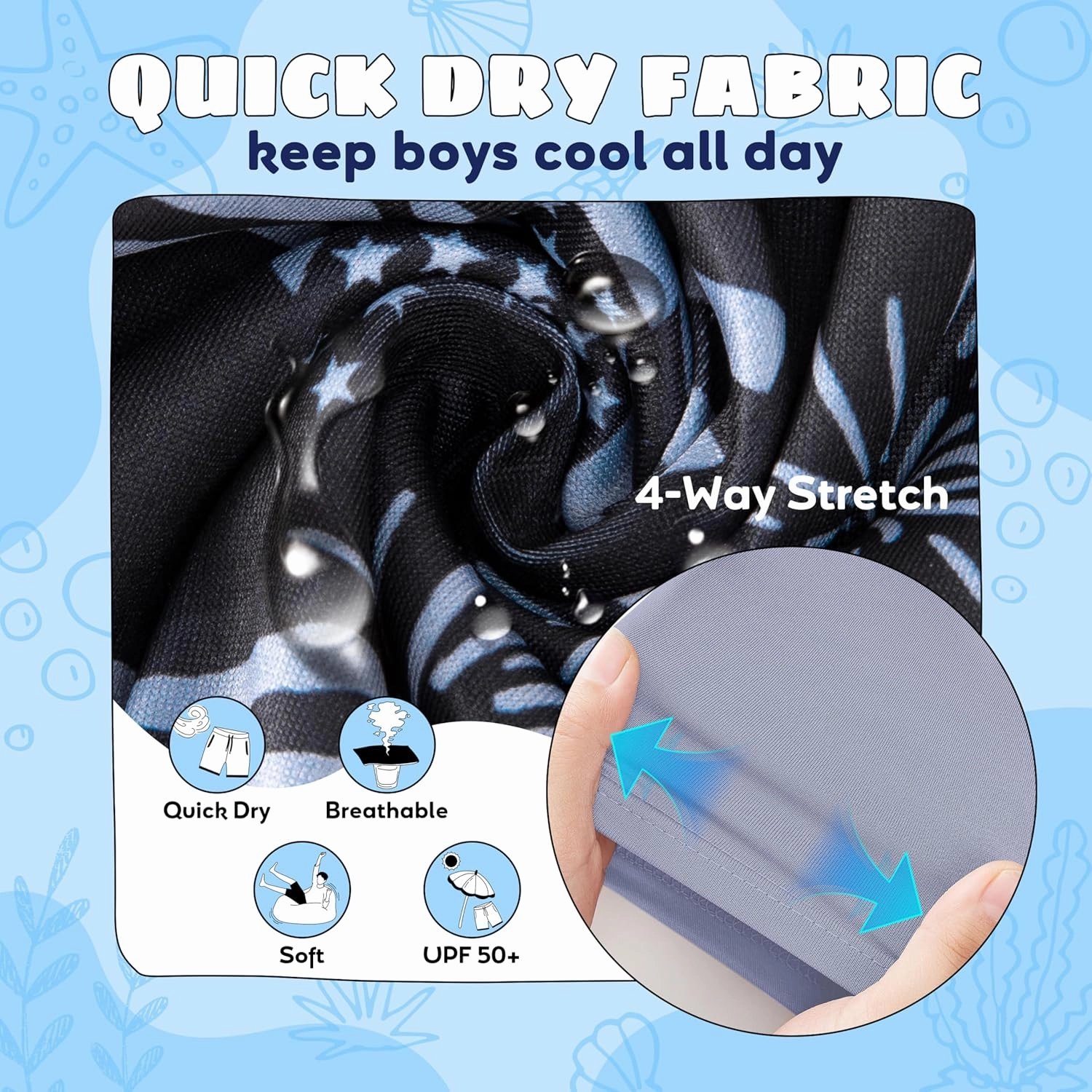 Boys Swim Trunks with Compression Liner Boys Stretch Swim Shorts Quick Dry 2 in 1 Beach Shorts 4-17 Y