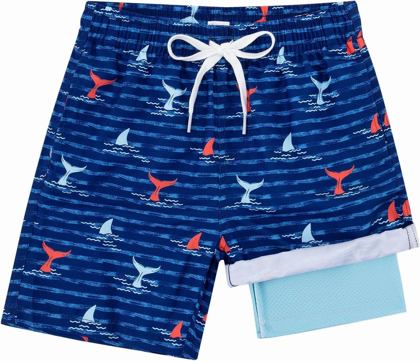Boys Swim Trunks with Compression Liner Casual Bathing Suit for Kids Swim Shorts 6-18 Years