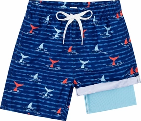 Boys Swim Trunks with Compression Liner Casual Bathing Suit for Kids Swim Shorts 6-18 Years