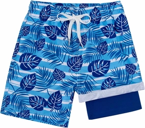 Boys Swim Trunks with Compression Liner Casual Bathing Suit for Kids Swim Shorts 6-18 Years