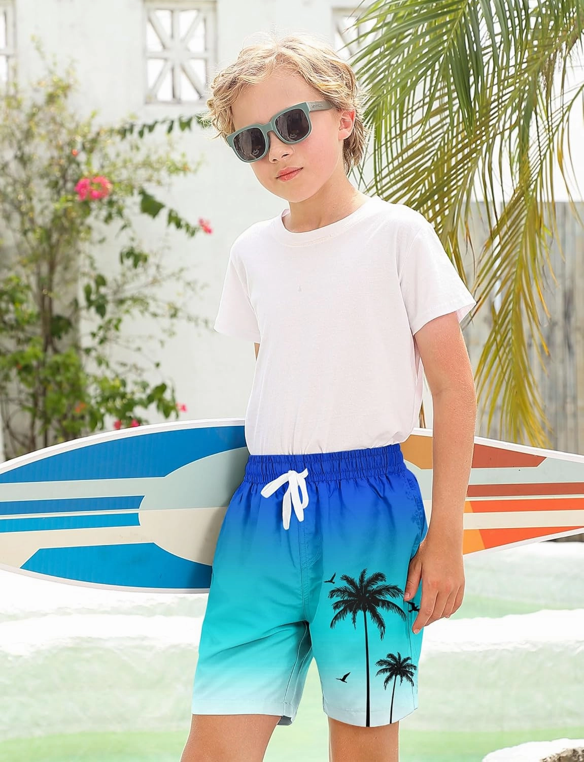 Boys Swim Trunks with Compression Liner for 6-20 Years Kids Quick Dry Bathing Suit