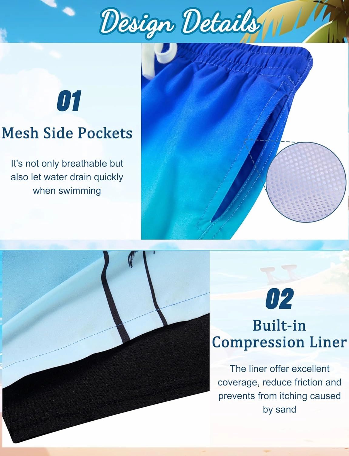 Boys Swim Trunks with Compression Liner for 6-20 Years Kids Quick Dry Bathing Suit