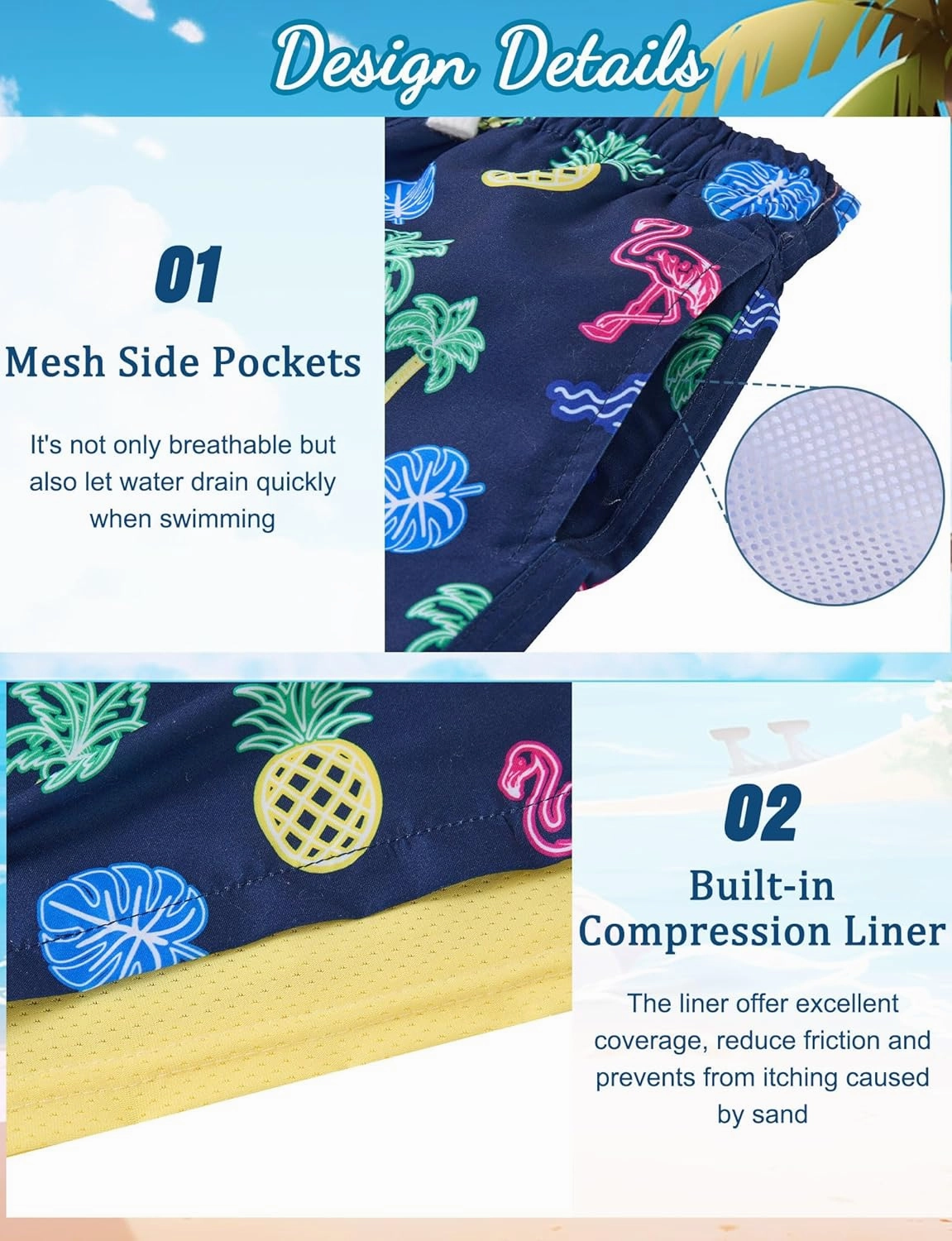 Boys Swim Trunks with Compression Liner for 6-20 Years Kids Quick Dry Bathing Suit