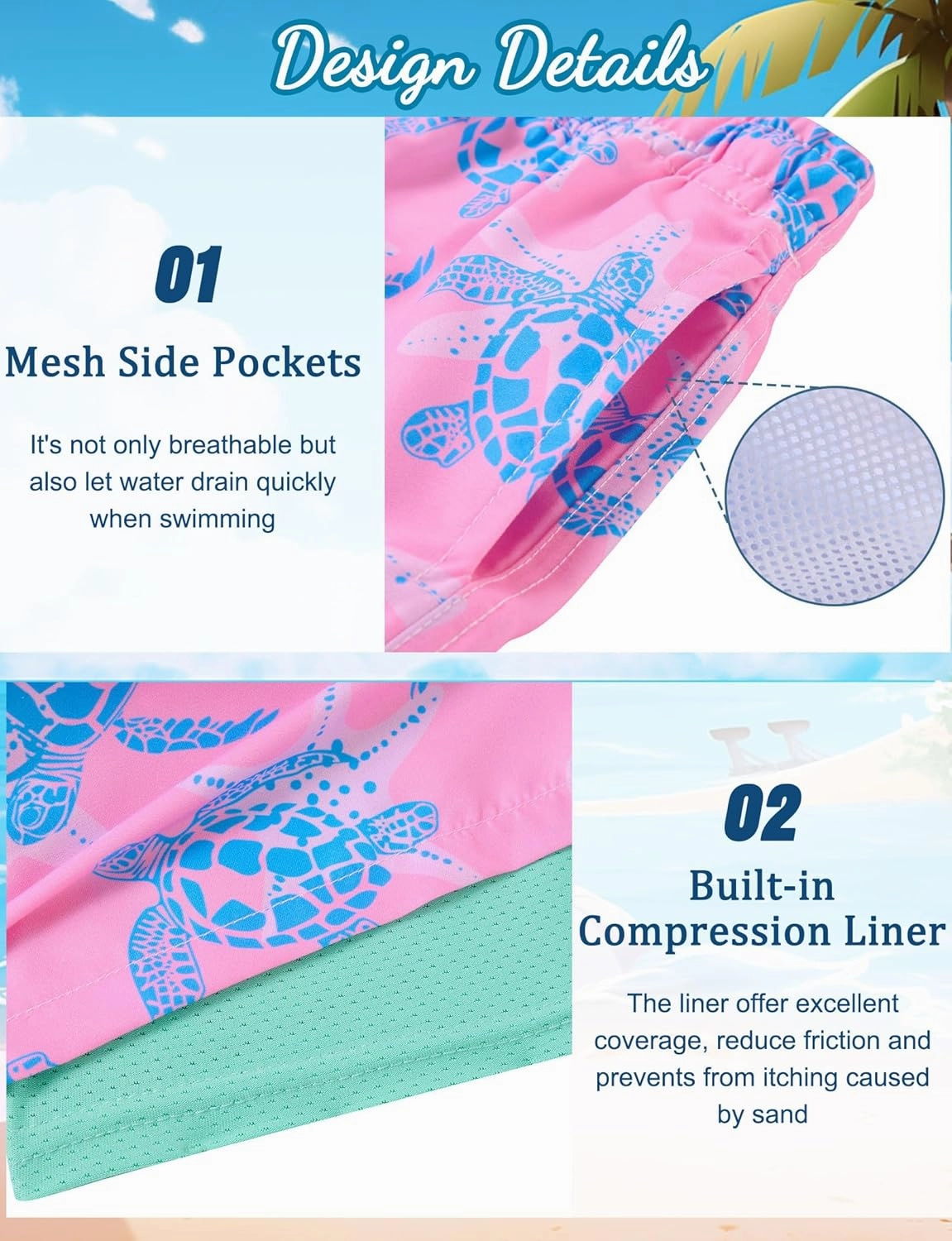Boys Swim Trunks with Compression Liner for 6-20 Years Kids Quick Dry Bathing Suit