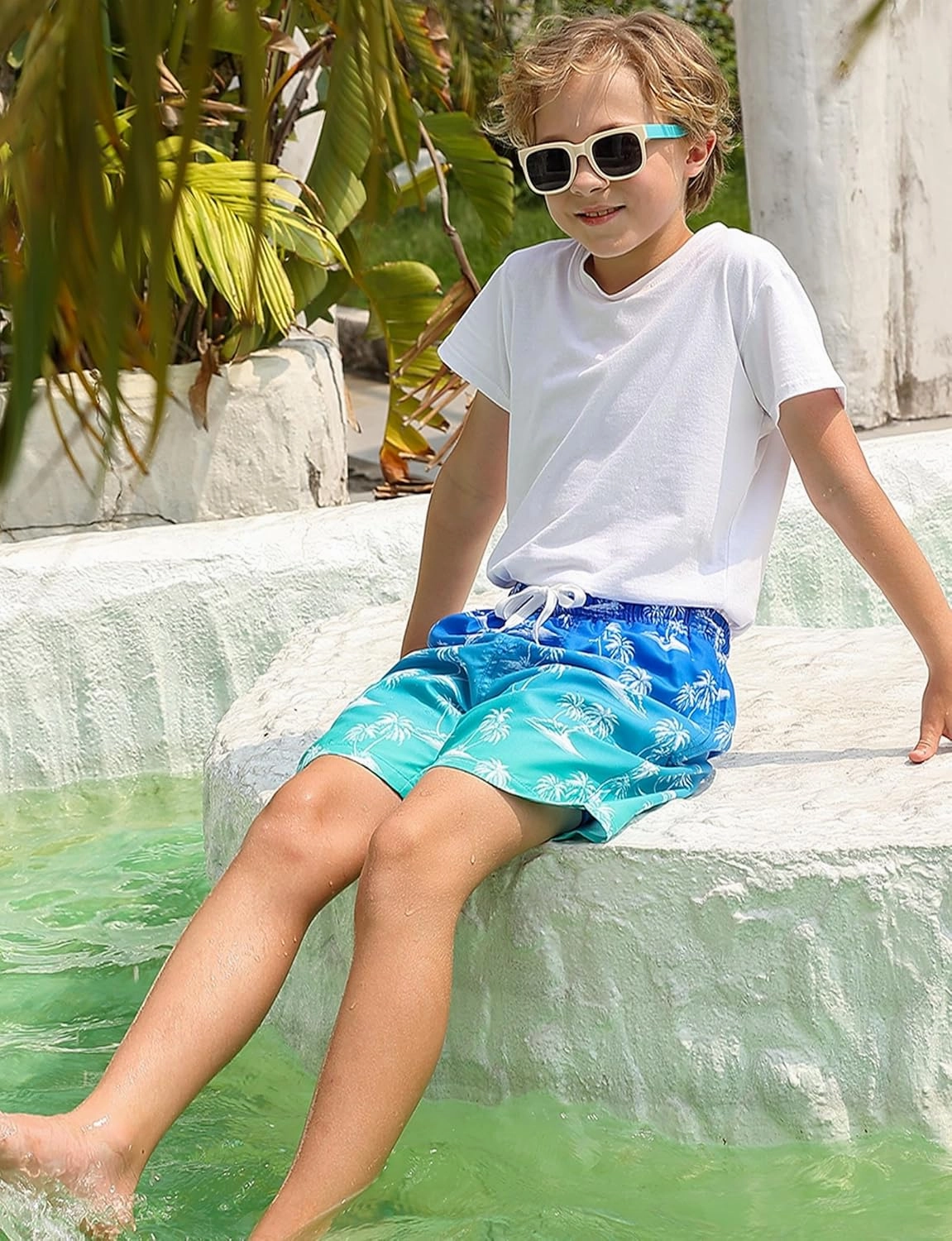 Boys Swim Trunks with Compression Liner for 6-20 Years Kids Quick Dry Bathing Suit