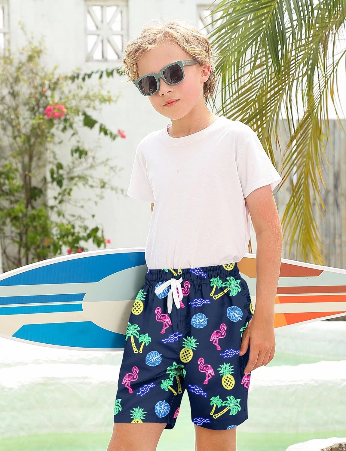 Boys Swim Trunks with Compression Liner for 6-20 Years Kids Quick Dry Bathing Suit