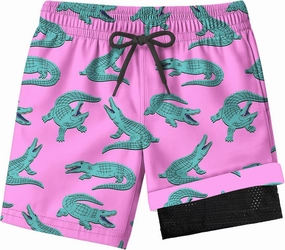 Boys Swim Trunks with Compression Liner for 7-16 Years,Quick-Dry Swim Shorts for Kids Teen,Sun Protection Swimming Trunks