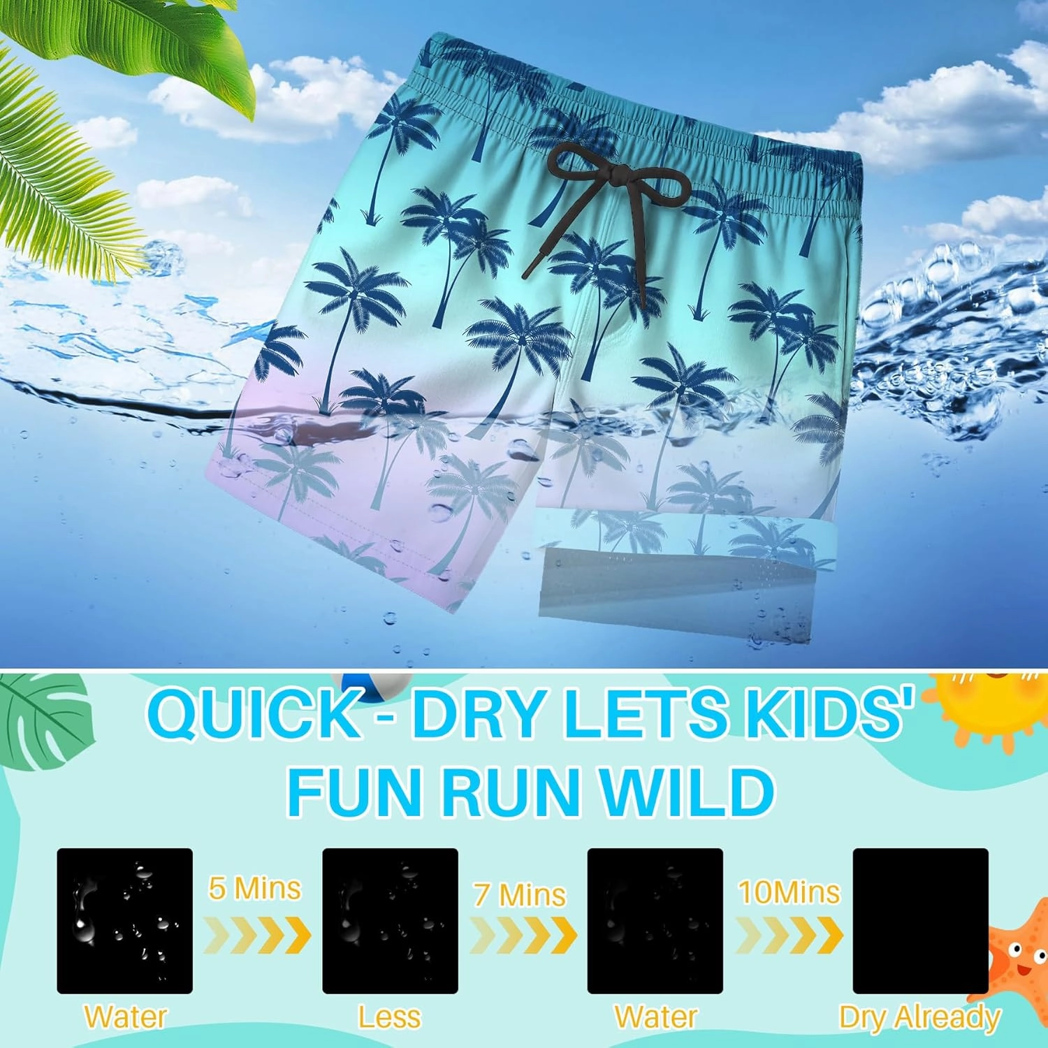 Boys Swim Trunks with Compression Liner for 7-16 Years,Quick-Dry Swim Shorts for Kids Teen,Sun Protection Swimming Trunks