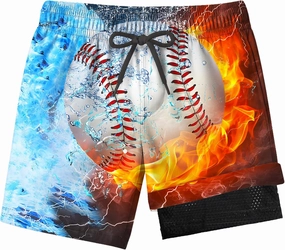 Boys Swim Trunks with Compression Liner for 7-16 Years,Quick-Dry Swim Shorts for Kids Teen,Sun Protection Swimming Trunks