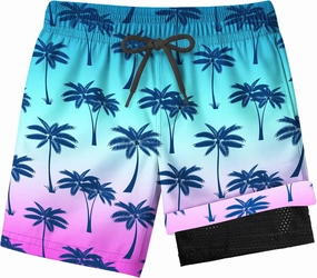 Boys Swim Trunks with Compression Liner for 7-16 Years,Quick-Dry Swim Shorts for Kids Teen,Sun Protection Swimming Trunks