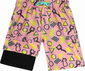 Boys Swim Trunks with Compression Liner Quick Dry 4-Way Stretch Bathing Suit (Sizes: 8-14)