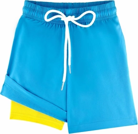 Boys Swim Trunks with Compression Liner Swim Shorts Bathing Suit UPF50  Stretch Swimwear for Boy Quick Dry, 5-16Y